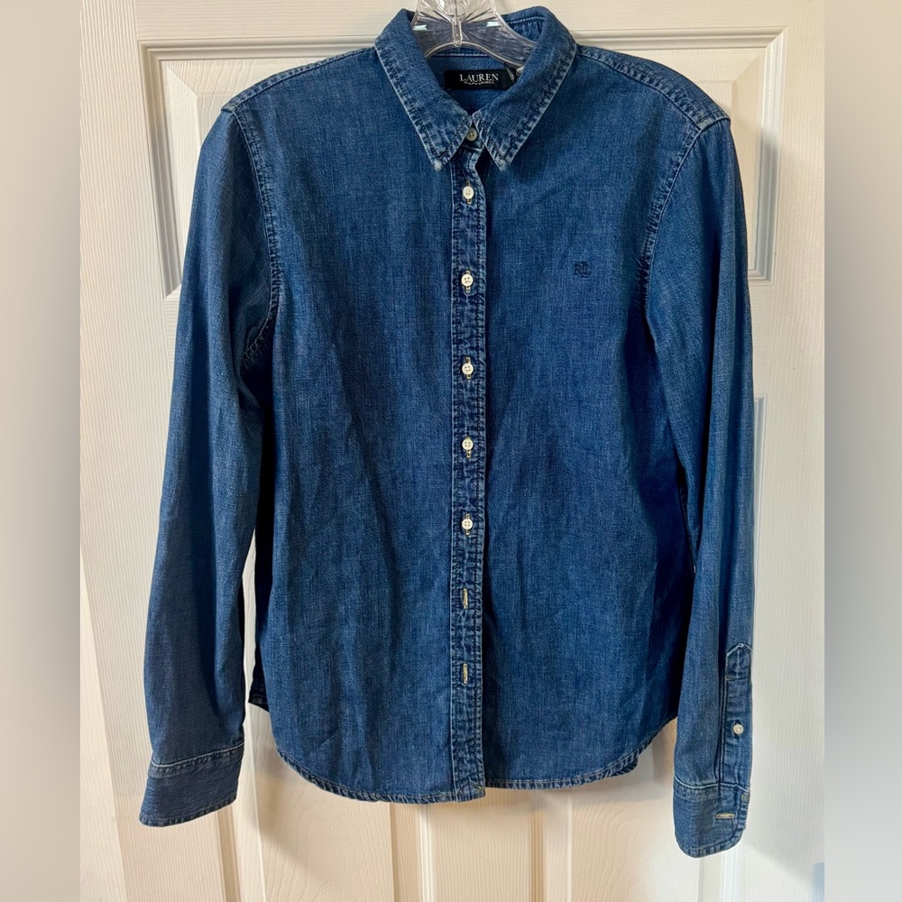 Lauren Ralph Lauren Classic Fit Denim Shirt Medium Excellent Condition